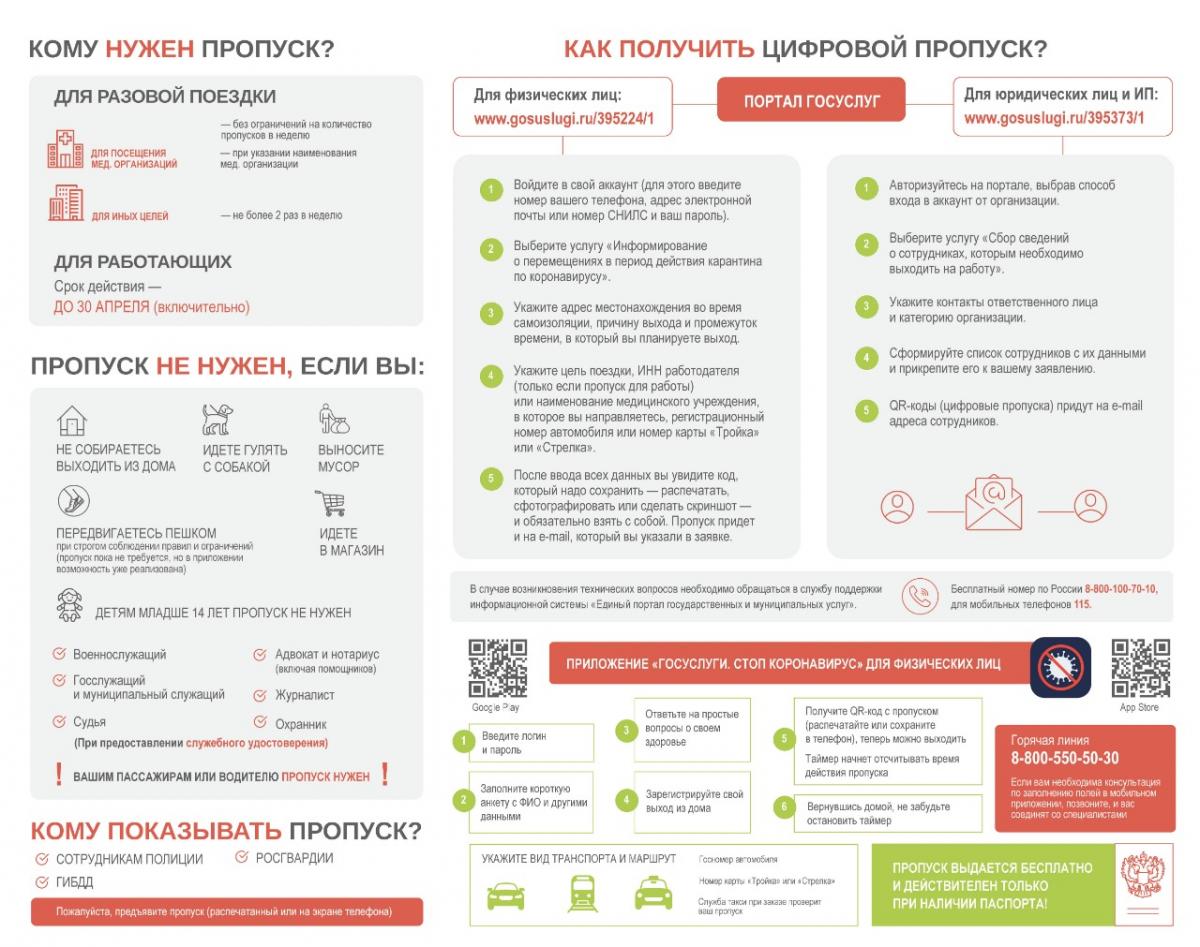 Как в Подмосковье получить цифровой пропуск на время самоизоляции.  Инфографика